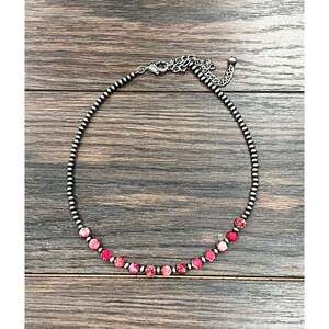 Navajo Hexa Gemstone Necklace 16 Inch Handmade Multi Color Bead Jewelry